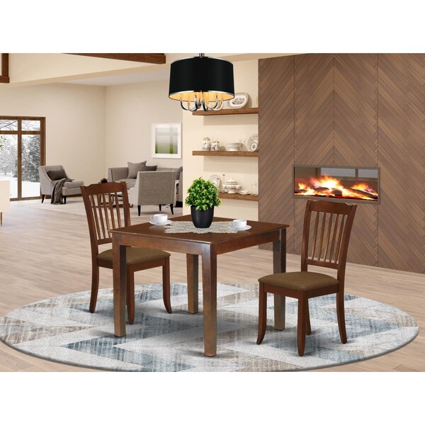 East West Furniture 3 Piece Oxford Dinette Set - Mahogany - OXDA3-MAH-C