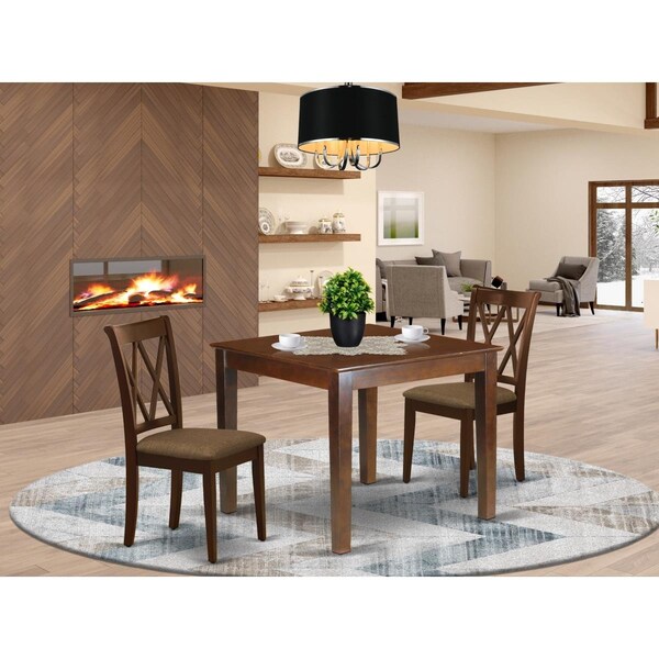 East West Furniture 3 Piece Oxford Dinette Set - Mahogany - OXCL3-MAH-C