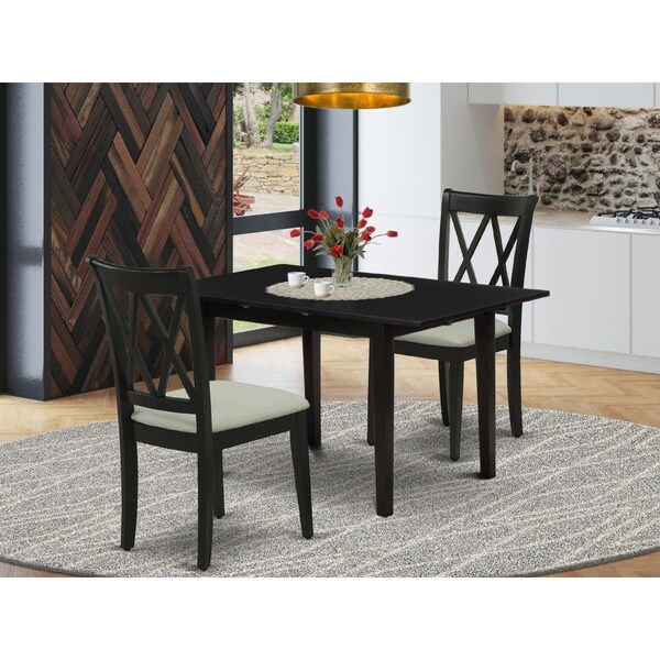 East West Furniture 3 Piece Norfolk Mid Century Dining Table Set - Black - NOCL3-BLK-C