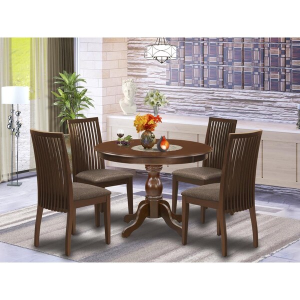 East West Furniture 5 Piece Hartland Kitchen Dining Table Set - Mahogany - HBIP5-MAH-C