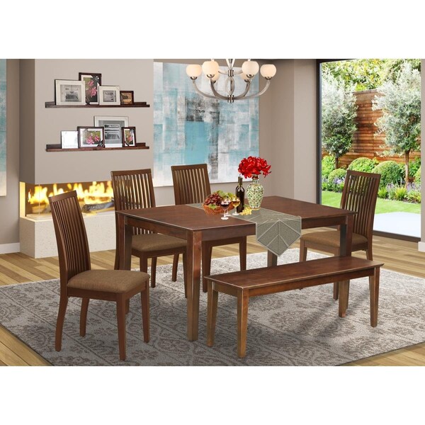 East West Furniture 6 Piece Capri Dining Set - Mahogany - CAIP6-MAH-C