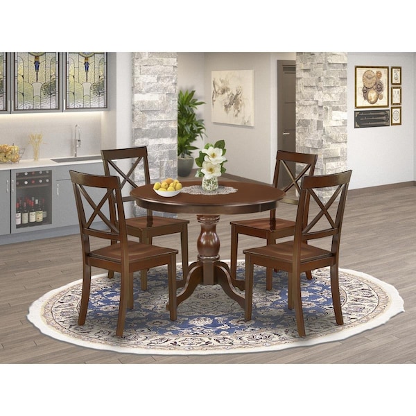 East West Furniture 5 Piece Hartland Dining Table Set - Mahogany - HBBO5-MAH-W