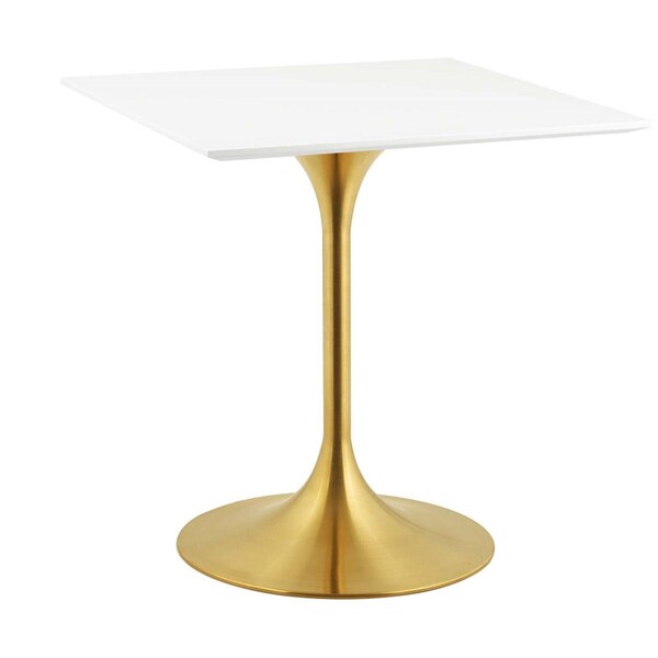 Modway Furniture 28 in. Lippa Square Dining Table - Gold White, 28.5 x 27.5 x 27.5 in. - EEI-3211-GLD-WHI