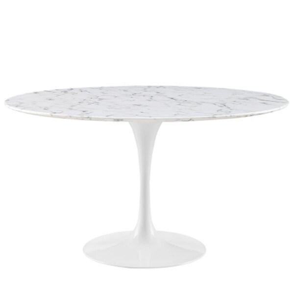 East End Imports Lippa 54 in. Artificial Marble Dining Table, White - EEI-1132-WHI