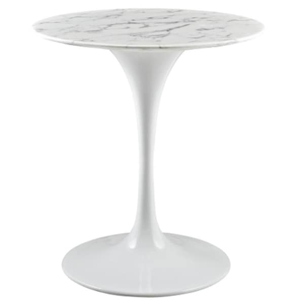 East End Imports Lippa 28 in. Artificial Marble Dining Table, White - EEI-1128-WHI