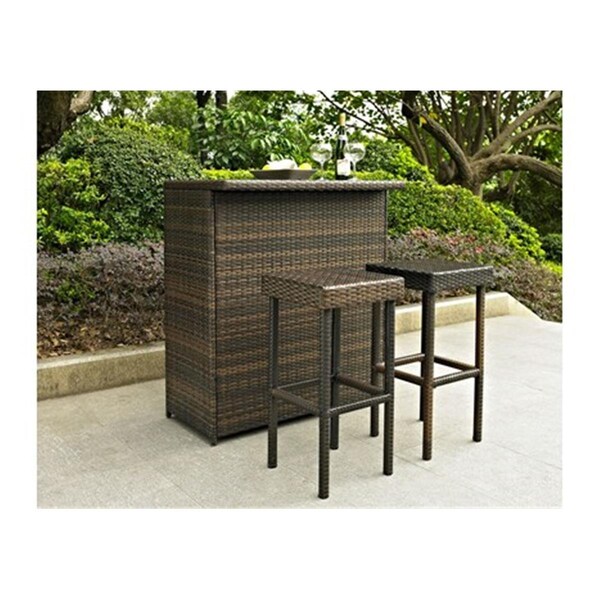 Seatsolutions Palm Harbor 3 Piece Outdoor Wicker Bar Set - Bar & Two Stools - SE96716