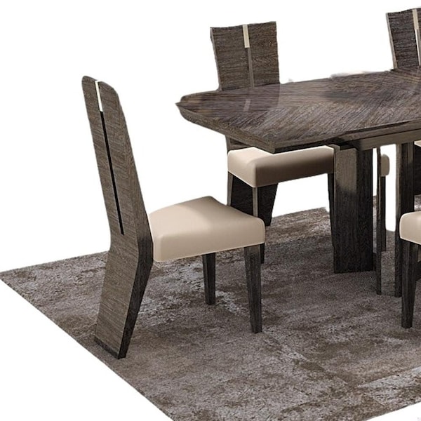Homeroots Gray Dining Table & 6 in. Chair Set 98.5 x 43.5 x 30 in. - 366215