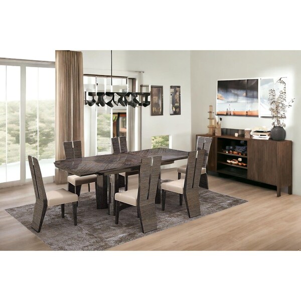 Homeroots Gray Dining Table & 6 in. Chair Set 98.5 x 43.5 x 30 in. - 366215