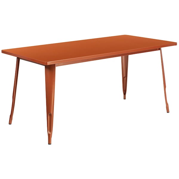Flash Furniture Rectangle Copper Metal Table, 31-1/2"X63", 31.5" W, 63" L, 29.5" H, Metal, Orange - ET-CT005-POC-GG