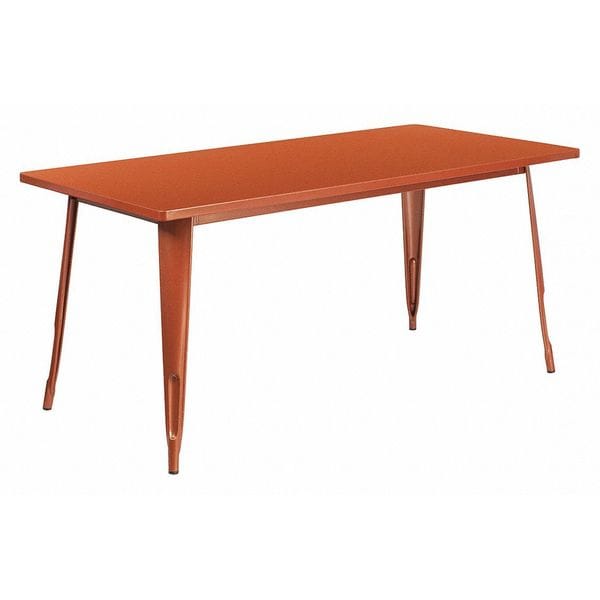 Flash Furniture Rectangle Copper Metal Table, 31-1/2"X63", 31.5" W, 63" L, 29.5" H, Metal, Orange - ET-CT005-POC-GG