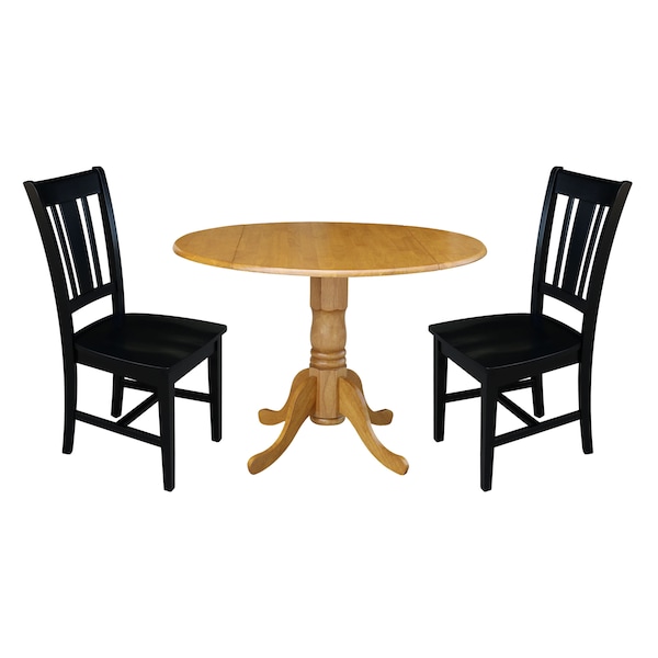 International Concepts 42 in. Dual Drop Leaf Table with 2 Splat Back Dining Chairs - 3 Piece Dining Set - K04-42DP-C46-10P