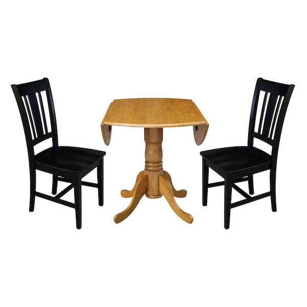 International Concepts 42 in. Dual Drop Leaf Table with 2 Splat Back Dining Chairs - 3 Piece Dining Set - K04-42DP-C46-10P