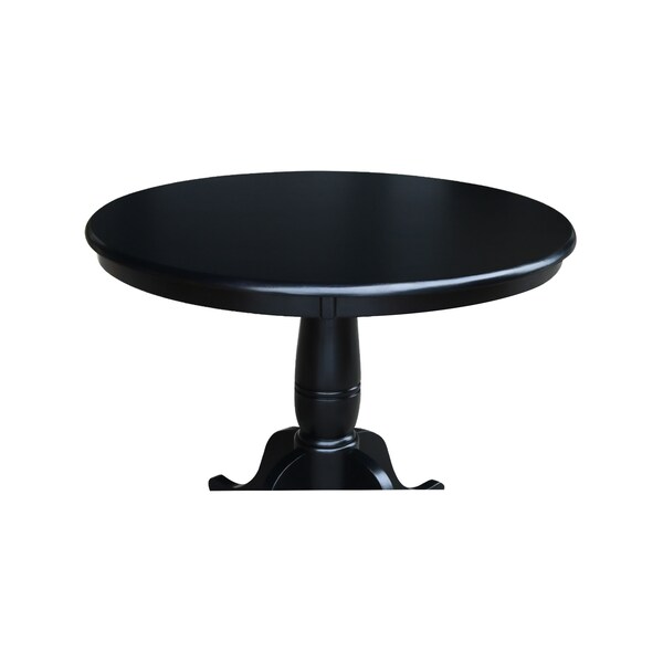 International Concepts Round 36 in Round Top Pedestal Table, 28.9 inH, Black, 36 in W, 36 in L, 29.1 in H, Wood, Black - K46-36RT