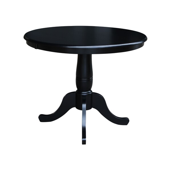International Concepts Round 36 in Round Top Pedestal Table, 28.9 inH, Black, 36 in W, 36 in L, 29.1 in H, Wood, Black - K46-36RT