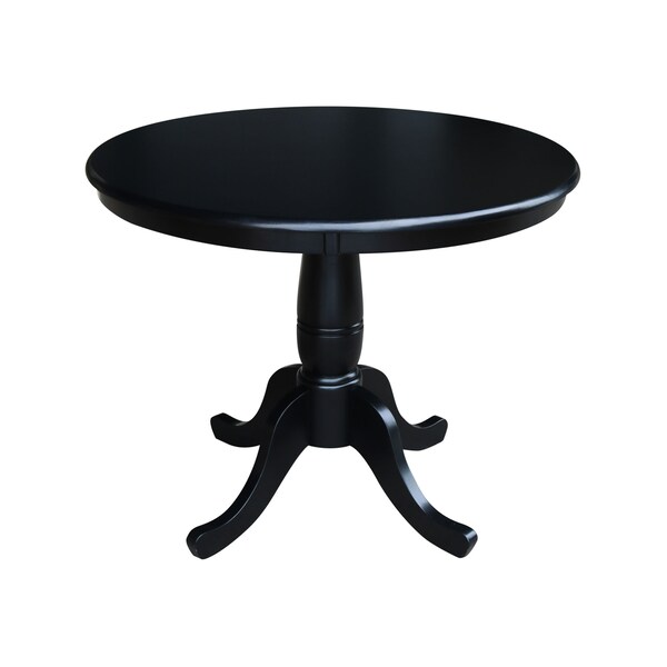 International Concepts Round 36 in Round Top Pedestal Table, 28.9 inH, Black, 36 in W, 36 in L, 29.1 in H, Wood, Black - K46-36RT