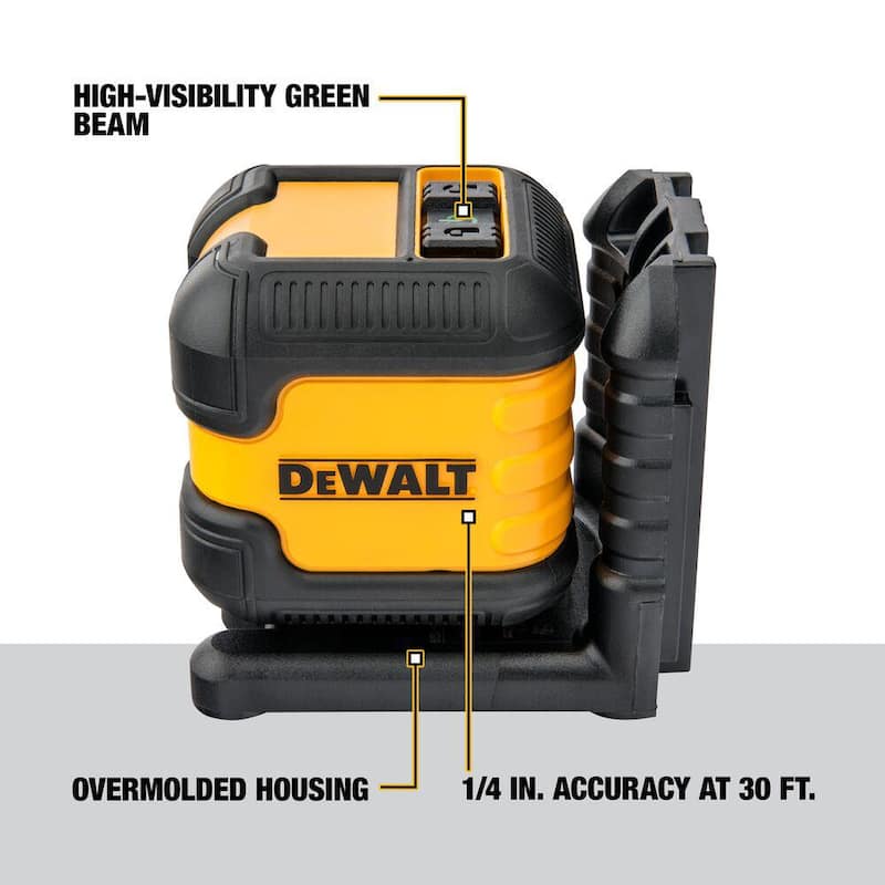 DEWALT 55 ft. Green Self-Leveling Cross Line Laser Level with (2) AA Batteries & Case - DW08802CG