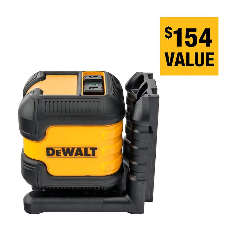 DEWALT 55 ft. Green Self-Leveling Cross Line Laser Level with (2) AA Batteries & Case - DW08802CG