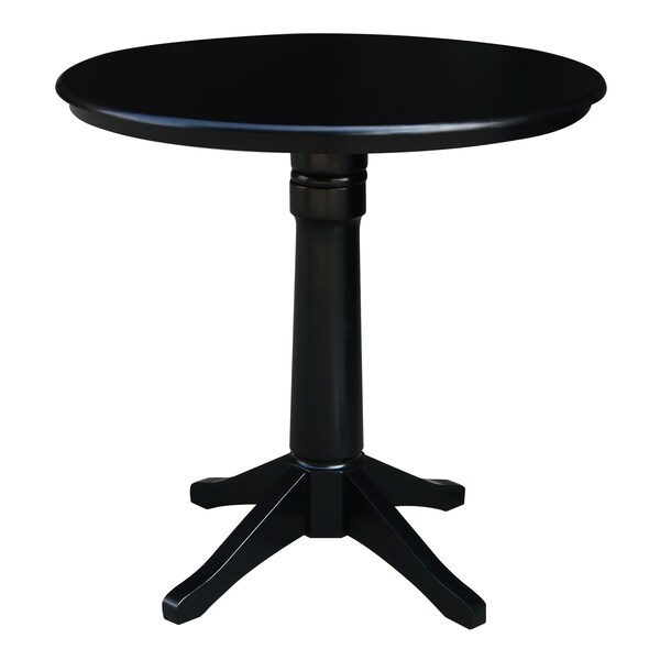 International Concepts Round 36 in Round Top Pedestal Table, 34.9 inH, Black, 36 in W, 36 in L, 35.9 in H, Wood, Black - K46-36RT-27B-6B