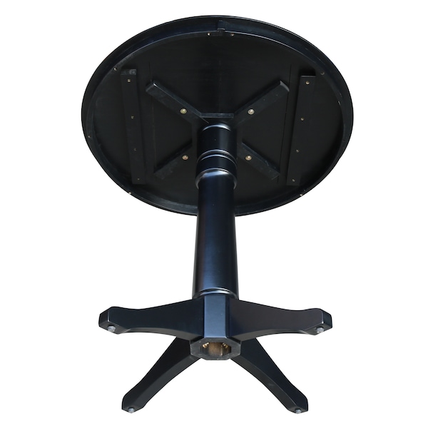 International Concepts Round 36 in Round Top Pedestal Table, 34.9 inH, Black, 36 in W, 36 in L, 35.9 in H, Wood, Black - K46-36RT-27B-6B