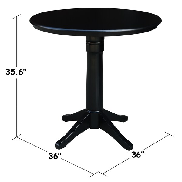 International Concepts Round 36 in Round Top Pedestal Table, 34.9 inH, Black, 36 in W, 36 in L, 35.9 in H, Wood, Black - K46-36RT-27B-6B