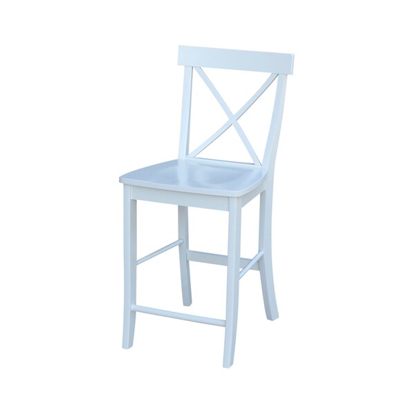 International Concepts Round 30 in x 30 in CounterHeight Dining Table, 2 X-Back Stools, White, 30 in W, 30 in L, 30 in H - K08-3030-S6132-2