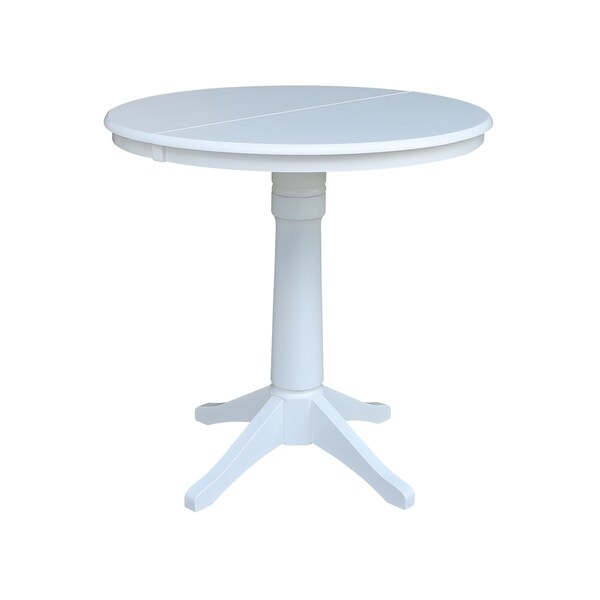 International Concepts Round 36 in Rd Top Pedestal Table, 12 in Leaf, 34.9 inH, Adjustable Height, White, 36 in W, 48 in L - K08-36RXT-27B-6B