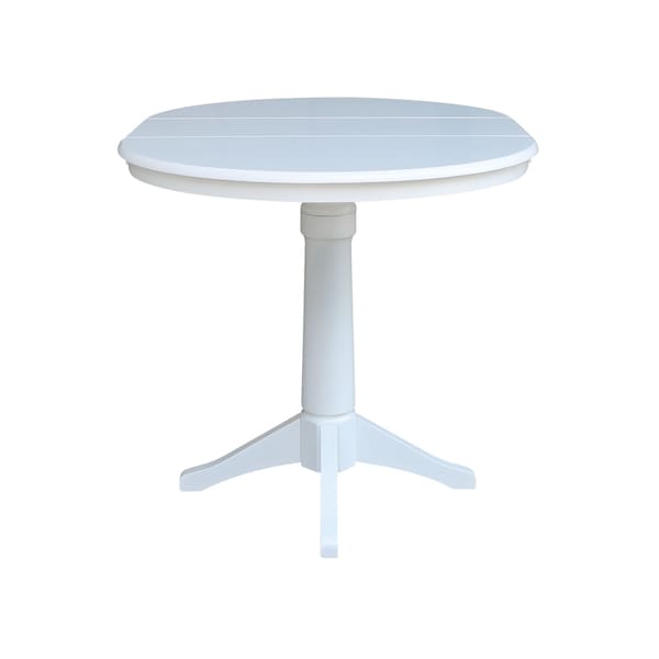 International Concepts Round 36 in Rd Top Pedestal Table, 12 in Leaf, 34.9 inH, Adjustable Height, White, 36 in W, 48 in L - K08-36RXT-27B-6B