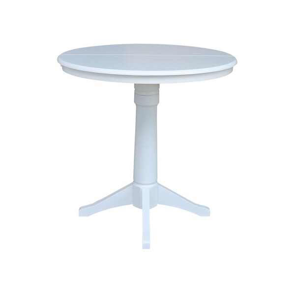International Concepts Round 36 in Rd Top Pedestal Table, 12 in Leaf, 34.9 inH, Adjustable Height, White, 36 in W, 48 in L - K08-36RXT-27B-6B