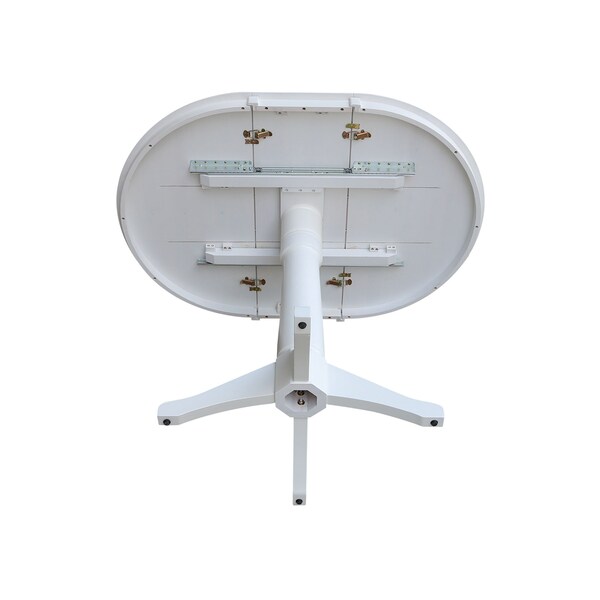 International Concepts Round 36 in Rd Top Pedestal Table, 12 in Leaf, 34.9 inH, Adjustable Height, White, 36 in W, 48 in L - K08-36RXT-27B-6B