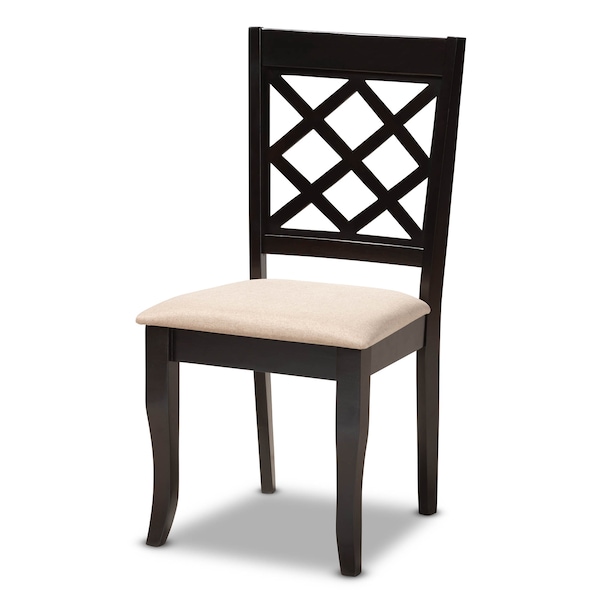Baxton Studio Verner Sand Upholstered Espresso Finished 5-Piece Wood Dining Set - 157-9725-8026
