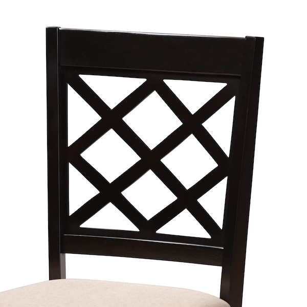 Baxton Studio Verner Sand Upholstered Espresso Finished 5-Piece Wood Dining Set - 157-9725-8026