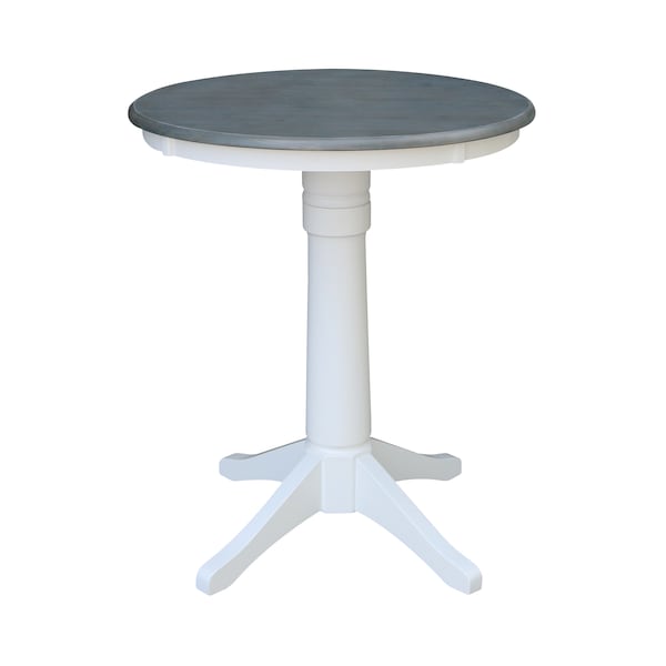 International Concepts Round 30 in Rd Top Ped Table, Counter Ht, White/Heather Gray, 30 in W, 30 in L, 35.9 in H, Wood - K05-30RT-27B-6B