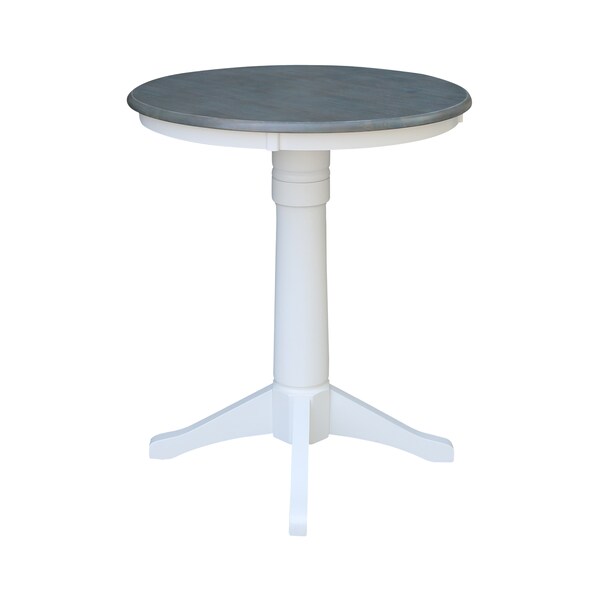 International Concepts Round 30 in Rd Top Ped Table, Counter Ht, White/Heather Gray, 30 in W, 30 in L, 35.9 in H, Wood - K05-30RT-27B-6B