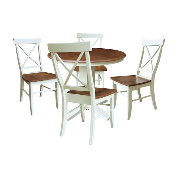 Whitewood Industries Rectangular Extension Dining Table W/ 6 Chairs, 36 in W, 30.1 in L, 48 in H, Parawood, 7 - K79-36RXT-23B-C613-6