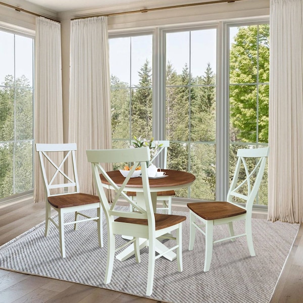 Whitewood Industries Rectangular Extension Dining Table W/ 6 Chairs, 36 in W, 30.1 in L, 48 in H, Parawood, 7 - K79-36RXT-23B-C613-6
