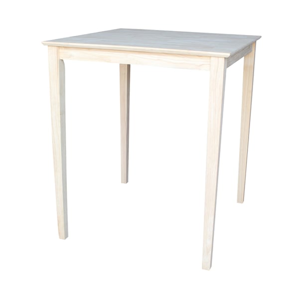 International Concepts Square Solid Wood Top Table, Unfinished, 36 in W, 36 in L, 42 in H, Wood, Unfinished - K-3636-42S