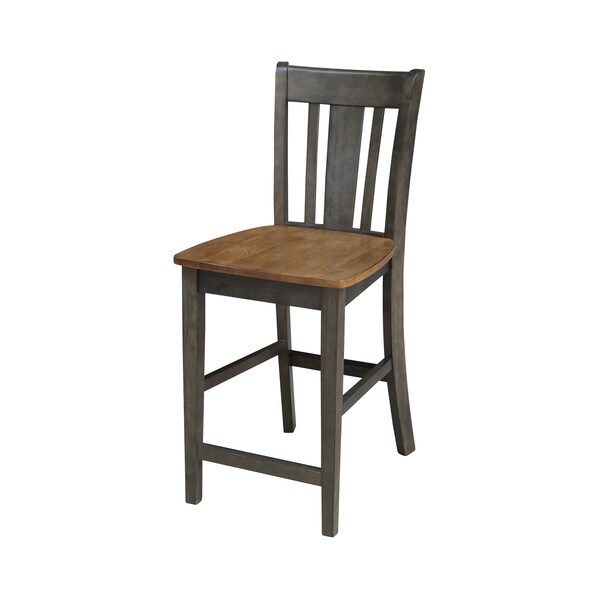 International Concepts Round 36 in Rd Ped Gathering Ht Table, 2 San Remo Stools, Hickory/Coal, 36 in W, 36 in L, 35.1 in H - K45-36RT-6B-S102-2