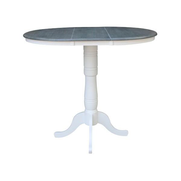 International Concepts Round 36 in Rd Top Ped Table, 12 in Leaf, Bar Ht, White/Heather Gray, 36 in W, 48 in L, 41.3 in H - K05-36RXT-6B-2