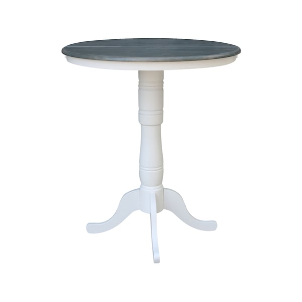 International Concepts Round 36 in Rd Top Ped Table, 12 in Leaf, Bar Ht, White/Heather Gray, 36 in W, 48 in L, 41.3 in H - K05-36RXT-6B-2