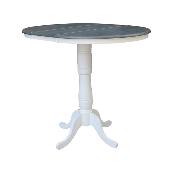 International Concepts Round 36 in Rd Top Ped Table, 12 in Leaf, Bar Ht, White/Heather Gray, 36 in W, 48 in L, 41.3 in H - K05-36RXT-6B-2