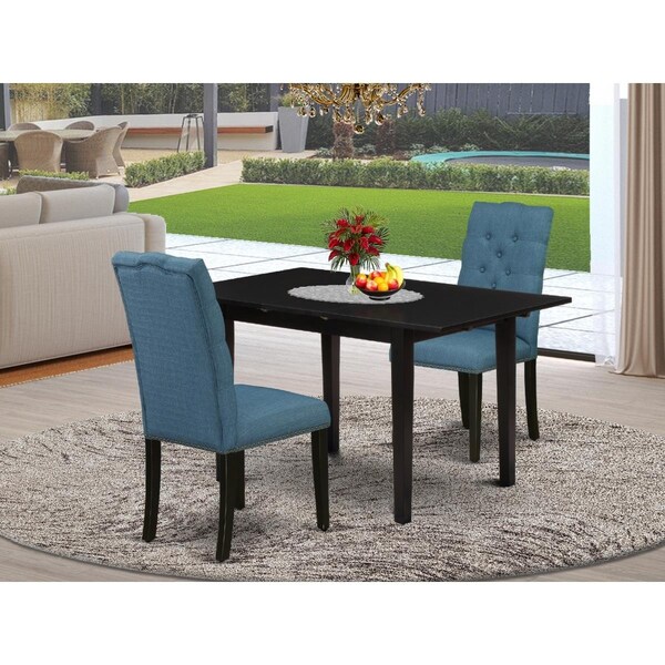 East West Furniture 3 Piece Norfolk Modern Dining Table Set - Black - NOEL3-BLK-21