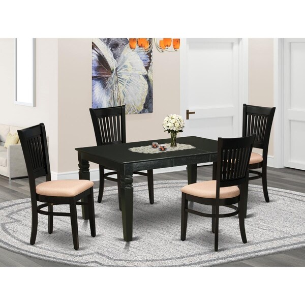 East West Furniture 5 Piece Weston Wooden Dining Table Set - Black - WEVA5-BLK-C