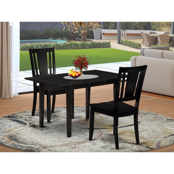 East West Furniture 3 Piece Norfolk Kitchen Furniture Set - Black - NODU3-BLK-W