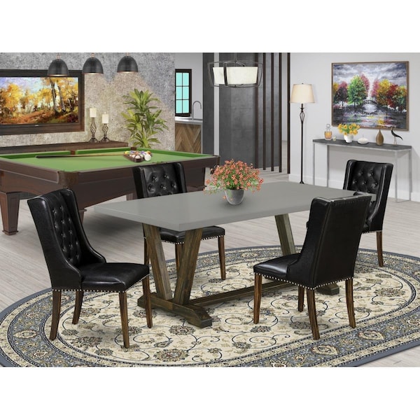 East West Furniture 5 Piece V-Style Dinette Set - Distressed Jacobean - V797FO749-5
