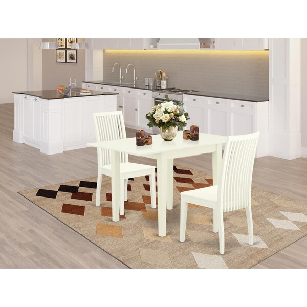 East West Furniture 3 Piece Norden Kitchen Furniture Set - Linen White - NDIP3-LWH-W