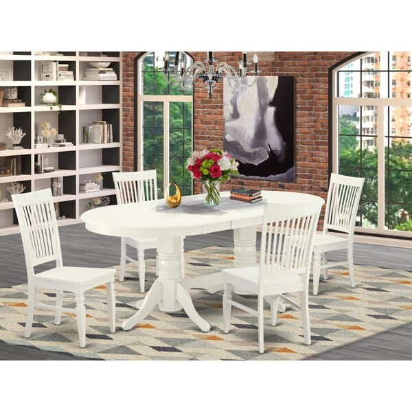 East West Furniture 5 Piece Vancouver Dining-room Set - Linen White - VAWE5-LWH-W