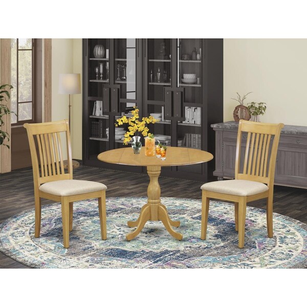 East West Furniture 3 Piece Dublin Dining Table Set - Oak - DMPO3-OAK-C