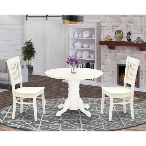 East West Furniture 3 Piece Shelton Dining Room Set - Linen White - SHVA3-LWH-W