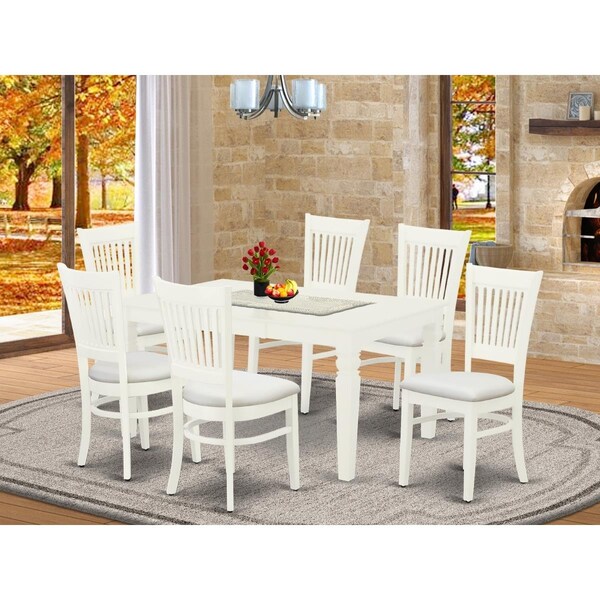 East West Furniture 7 Piece Weston Kitchen Furniture Set - Linen White - WEVA7-LWH-C