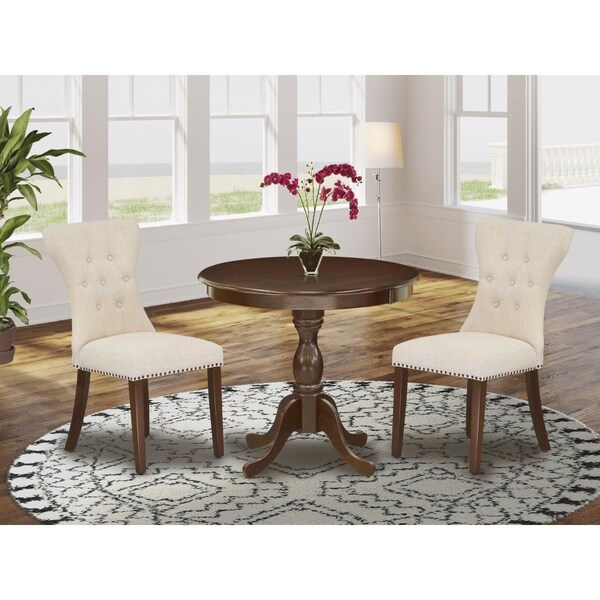 East West Furniture 3 Piece Antique Dining Set - Mahogany - AMGA3-MAH-32